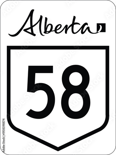 Alberta Canada Provincial Highway 58 Road Marker Shield Vector