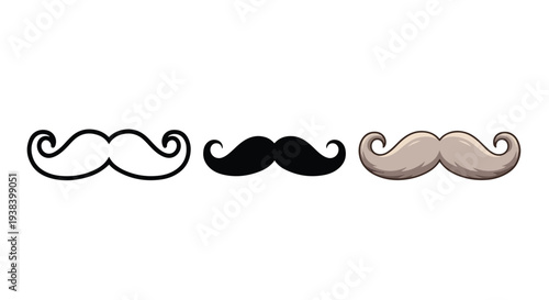 Mustache Icons Set - Clipart, logo template - Vector icon set - Glyph and solid icon set - Icon vector - Flat Design Icon - line icon set - Silhouette icon - Logo vector