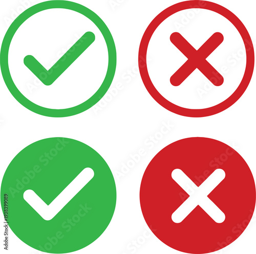 Checkmarks and crosses symbols