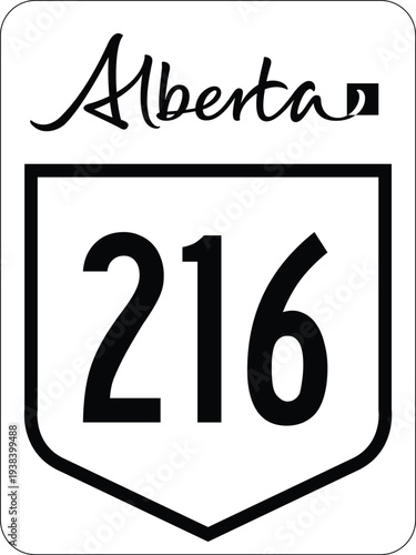 Alberta, Canada Provincial Highway 216 Road Marker Shield Vector