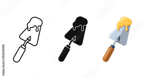 Trowel Icons Set - Clipart, logo template - Vector icon set - Glyph and solid icon set - Icon vector - Flat Design Icon - line icon set - Silhouette icon - Logo vector