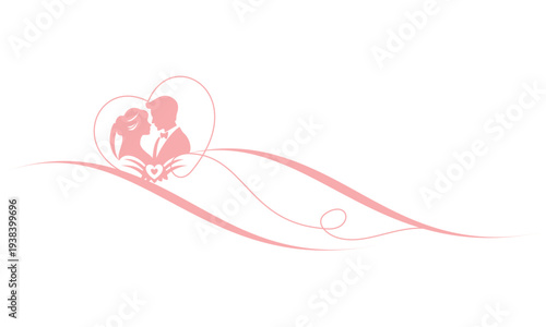 romantic couple wedding silhouette