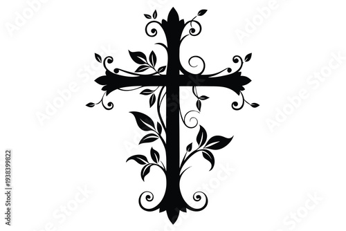 Cross, Floral Vine Design