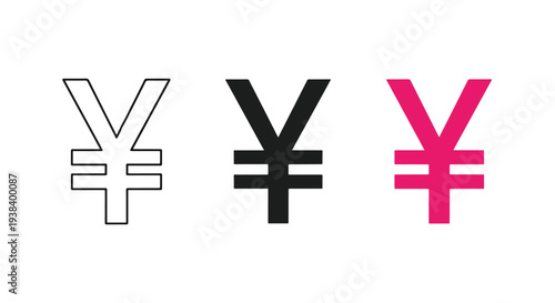 Yen Currency Icons Set - Clipart, logo template - Vector icon set - Glyph and solid icon set - Icon vector - Flat Design Icon - line icon set - Silhouette icon - Logo vector