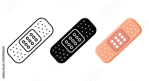 Bandage Icons Set - Clipart, logo template - Vector icon set - Glyph and solid icon set - Icon vector - Flat Design Icon - line icon set - Silhouette icon - Logo vector