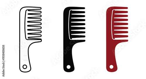 Hair comb set icons vector minimalist design - Clipart, logo template - Vector icon set - Glyph and solid icon set - Icon vector - Flat Design Icon - line icon set - Silhouette icon - Logo vector