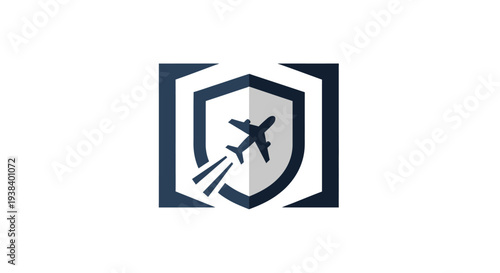 Airplane logo with shield protection.