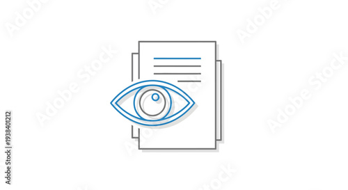 Blue eye on document paper.