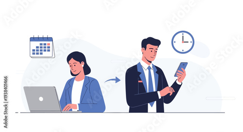 Businessman and woman in office.