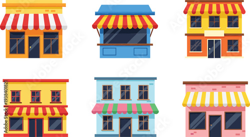 Colorful Residential Houses and Apartment Building Icon Set with Modern Homes Property Architecture Flat Vector Collection