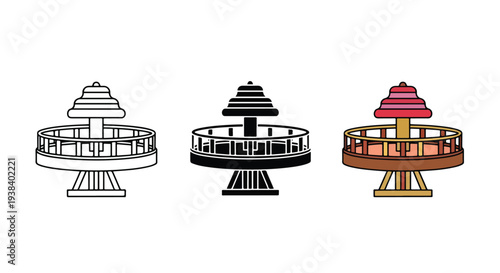 Colorful amusement park carousel icons set - SVG and PNG icons - Vector Icons and Stickers - PNG, SVG, EPS - Glyph and solid icon set - Icon vector - Icon Silhouette - Clipart