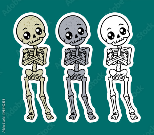 Skeleton standing with arms crossed cartoon character