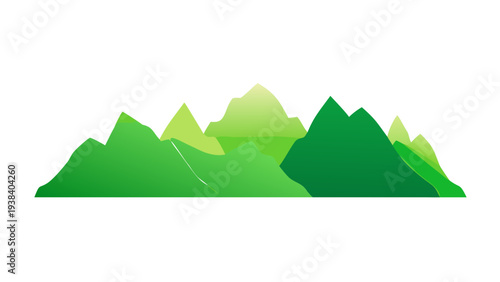 A vibrant and diverse mountain range with varying shades of green Vector