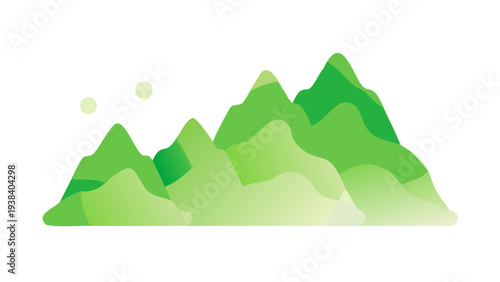 Vibrant green mountain range with varying shades and textures Vector
