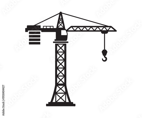 Modern Construction Tower Crane Silhouette