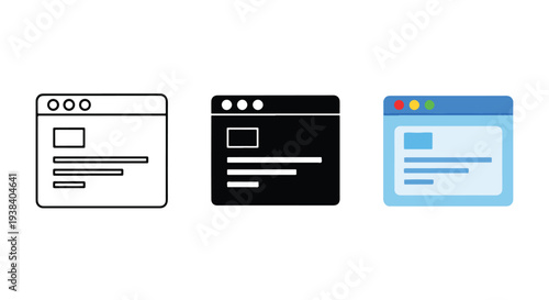 Minimal Web Browser Icon Set Vector UI Design - Clipart, logo template - Vector icon set - Glyph and solid icon set - Icon vector - Flat Design Icon - line icon set - Silhouette icon - Logo vector