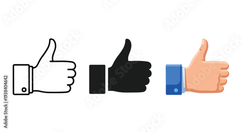 Hand drawn thumbs up icons approval set - Clipart, logo template - Vector icon set - Glyph and solid icon set - Icon vector - Flat Design Icon - line icon set - Silhouette icon - Logo vector