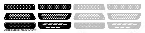 Collection of diverse perforated patterns for modern design applications
