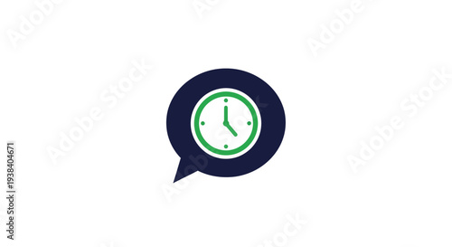 Clock in speech bubble icon.
