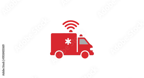 Emergency Medical Services Red Truck Vehicle.