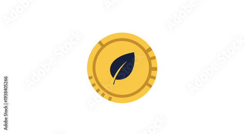 Golden coin with leaf emblem.