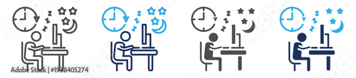 work overtime icon set multi concept