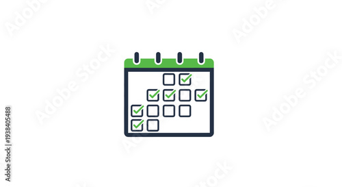 Green calendar with checked boxes.