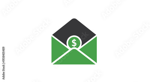 Green envelope with dollar sign.