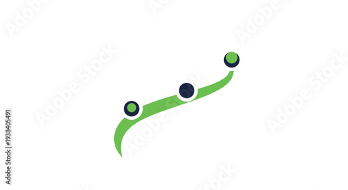 Green curved line with circles.