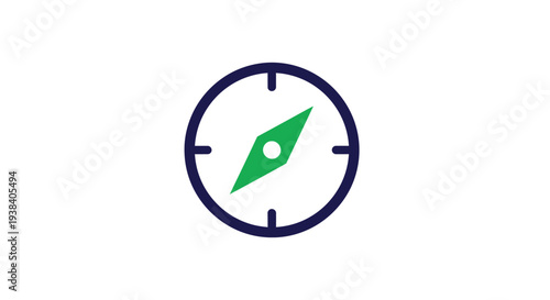 Green Compass Navigation Direction Indicator.