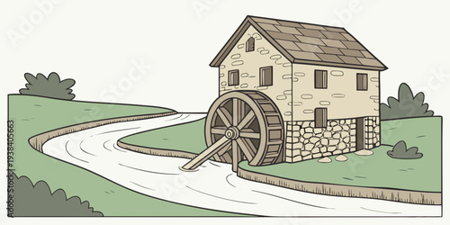 A family enjoying a sunny day in their beautiful garden with a charming house Vector