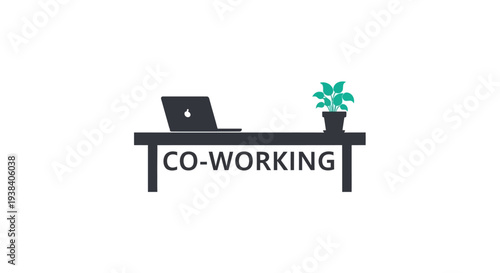 Modern co working office workspace desk.