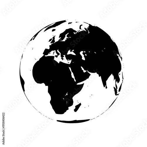 Stunning black and white illustration of Earth focused on Africa and Europe
