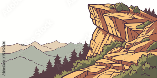 A majestic mountain landscape with a winding river and lush greenery Vector