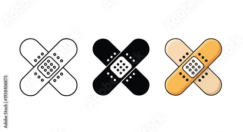 Bandage icons set medical first aid vector cross - SVG and PNG icons - Vector Icons and Stickers - PNG, SVG, EPS - Glyph and solid icon set - Icon vector - Icon Silhouette - Clipart