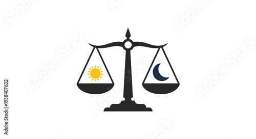 Scales with sun and crescent moon.
