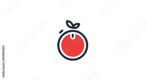 Simple Red Apple Icon Graphic.