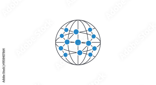 Network connections globe with nodes.