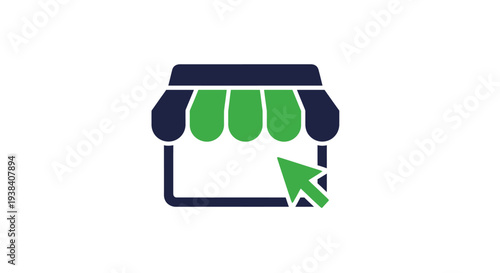 Online shopping storefront with green awning.