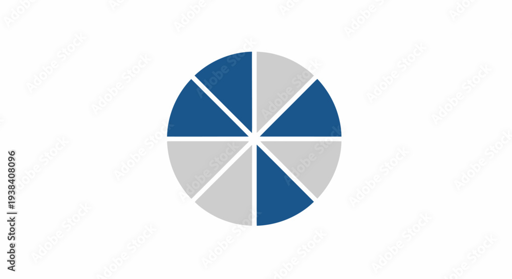 Fototapeta premium Pie chart sections divided evenly.