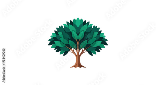 Stylized green tree illustration with a full canopy and brown trunk