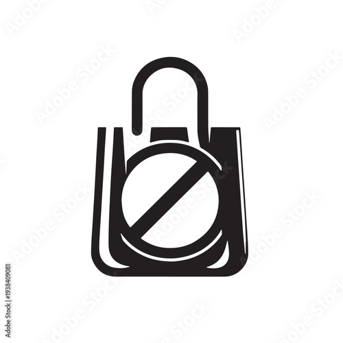 Black No plastic bag concept Silhouette Vector, High Quality Illustration on White Background