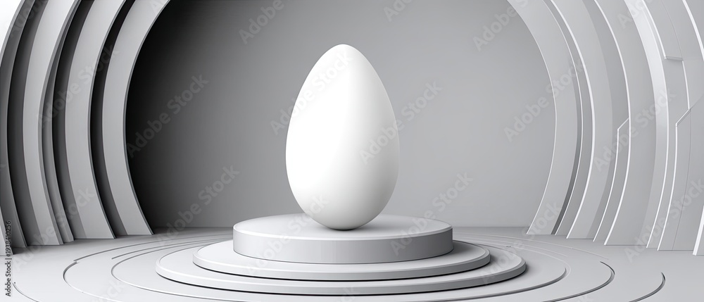 Fototapeta premium White stone podium stands on a simple background designed for product display with space for promotional text and branding