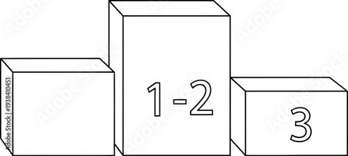 Simple line art podium design representing competition results or achievement rankings clearly