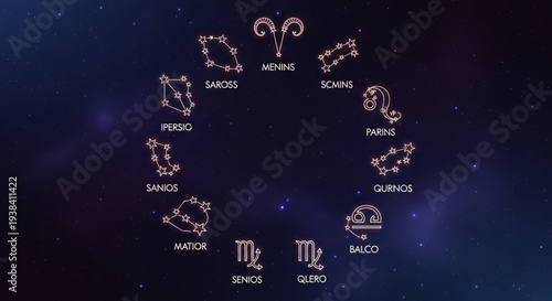 Zodiac Constellations Wheel - A Celestial Guide to Astrology.