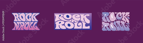 Retro Rock n Roll Typography Set: 70s Psychedelic Melting Bubble Lettering for Streetwear T-Shirt Designs