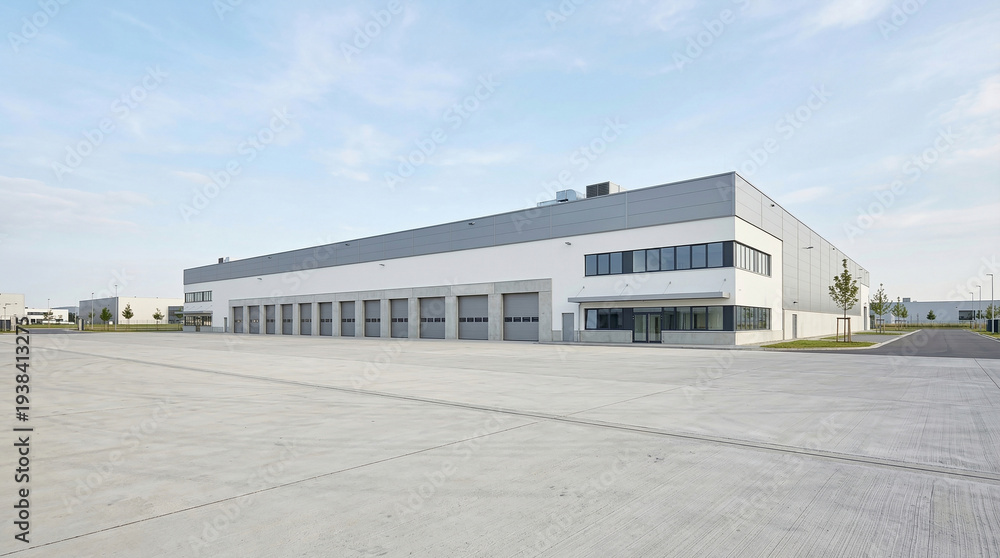 Obraz premium Minimalist Modern Factory Exterior with Large Copy Space