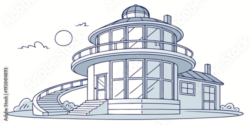 A detailed illustration of a grand, historic building with intricate architectural features. Vector