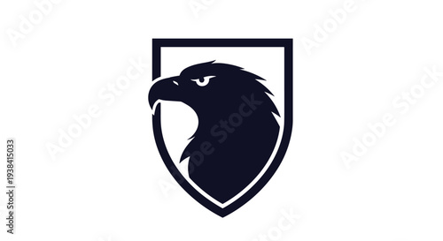 Strong and bold eagle head profile graphic enclosed within a shield frame representing power, strength, and security.