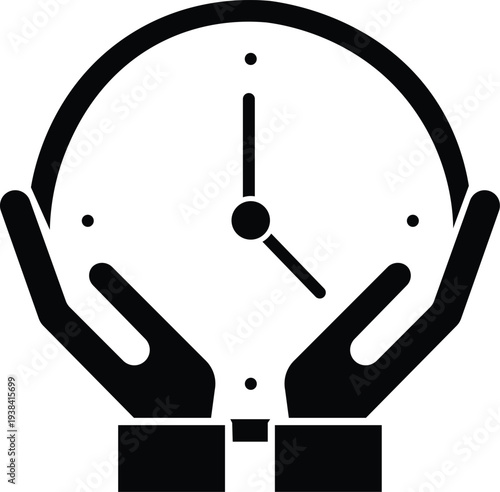 Time Protection Hands Clock Icon Vector.
